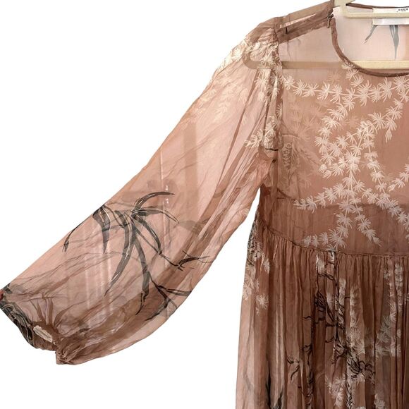 ZIMMERMANN Gossamer Bamboo Silk Maxi Dress Tan Sz 1 (US 6) - Picture 6 of 7